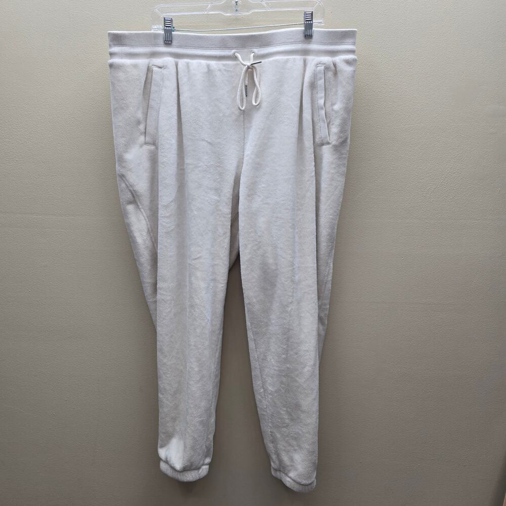 Athleta Cozy Karma Recover Fleece Jogger Pants Athleisure Off White Size 2X